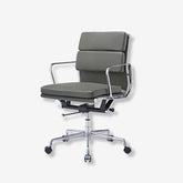 Eames Soft Pad Chair EA 217 - Low Back | Elegant Dark Grey Leather